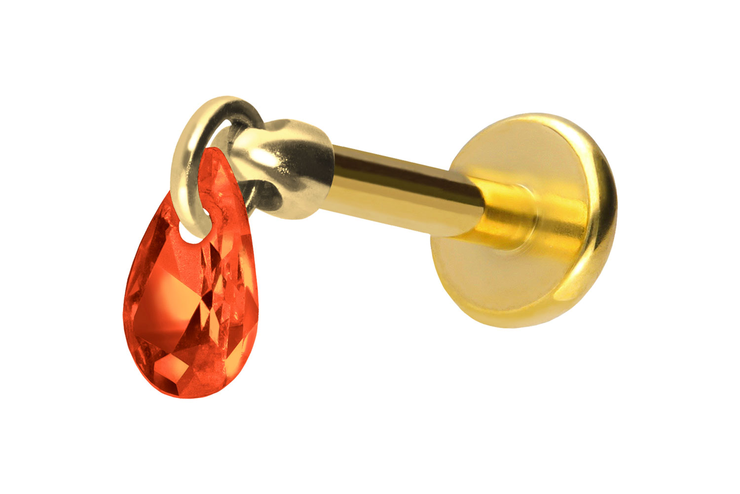 Titan Labret Piercing mit Push Fit KRISTALLTROPFEN